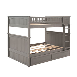 English Elm Full Over Bunk Bed with Trundle Solid Pine Wood Kids Bedroom Sleeper LT000044AAN-1