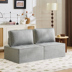 English Elm The light gray linen wooden frame sofa — modular, durable solid wood frame, Nordic comfort for small apartments W3612P395721