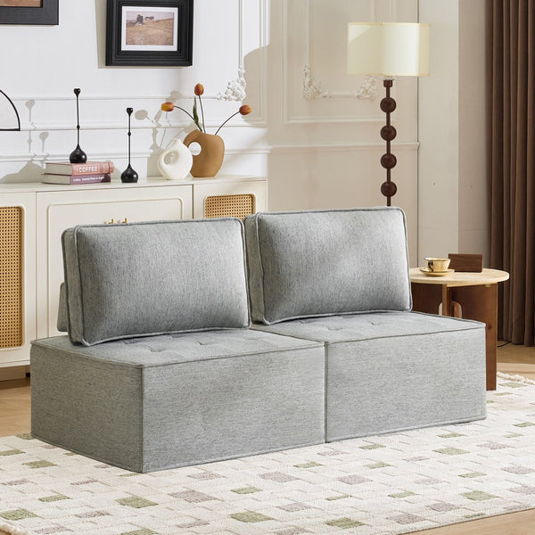 English Elm The light gray linen wooden frame sofa — modular, durable solid wood frame, Nordic comfort for small apartments W3612P395721