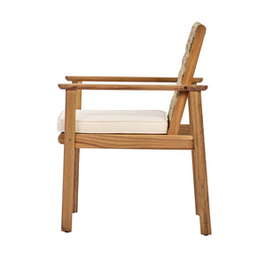 English Elm Outdoor Acacia Wood Wicker Rattan Armchairs with Cushions for Patio Poolside Beige,Light Teak N768P374497L