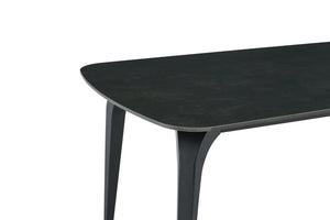 English Elm Modern Sintered Stone Rectangular Dining Table with Gold Accent Metal Base W3493S00015