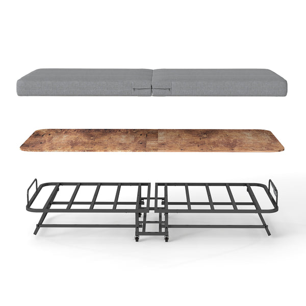 English Elm Portable Folding Guest Bed with Memory Foam and Reinforced Steel Frame on Locking Wheels T3963P447221