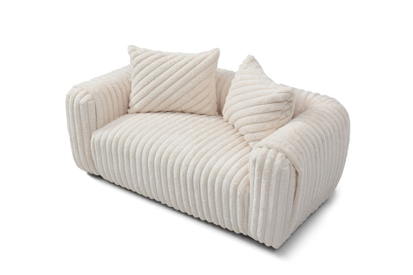 English Elm Cancun White Bouclé Loveseat G00932A-L with 2 Back Pillows, Plush Upholstery, Durable Frame Comfort B078S00627