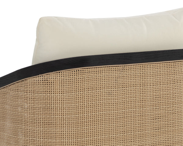 Sunpan Palermo Lounge Chair - Stylish Outdoor Comfort with Durable Wicker, Teak Wood, and Quick-Dry Cushions Charcoal / Stinson Cream