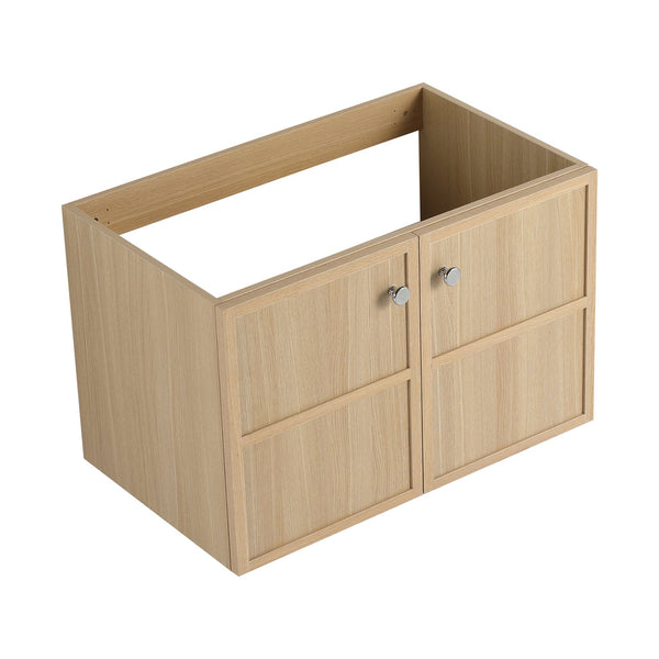 English Elm 30" Modern Wall-Mounted Bathroom Vanity Cabinet, Oak Plywood Finish, 2 Soft-Close Doors, Hardware Included W1972P265284