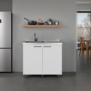 English Elm Napoles Freestanding Stainless Steel Utility Sink with Deep Basin for Laundry Rooms White B200S00454