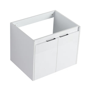 English Elm 24" Wall-Mounted Bathroom Vanity with Resin Sink, 2 Soft-Close Doors, Glossy White, Space-Saving Design W999P312081