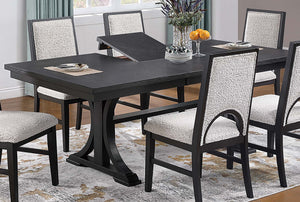 English Elm 1pc Trestle Dining Table with Built-In Butterfly Leaf, Charcoal Wood Grain, Seats 4-6, Rustic Modern Finish B011P348938