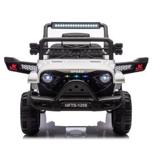 English Elm 12v Kids Electric Ride on Truck with Parental Remote Four Wheel Suspension and Led Lights White W1578P187457