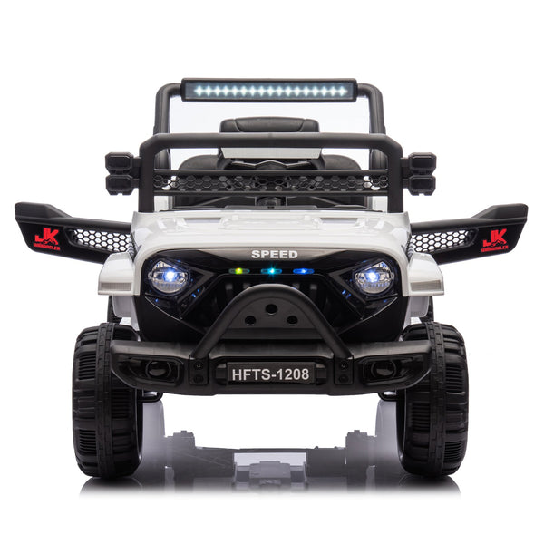 English Elm 12v Kids Electric Ride on Truck with Parental Remote Four Wheel Suspension and Led Lights White W1578P187457