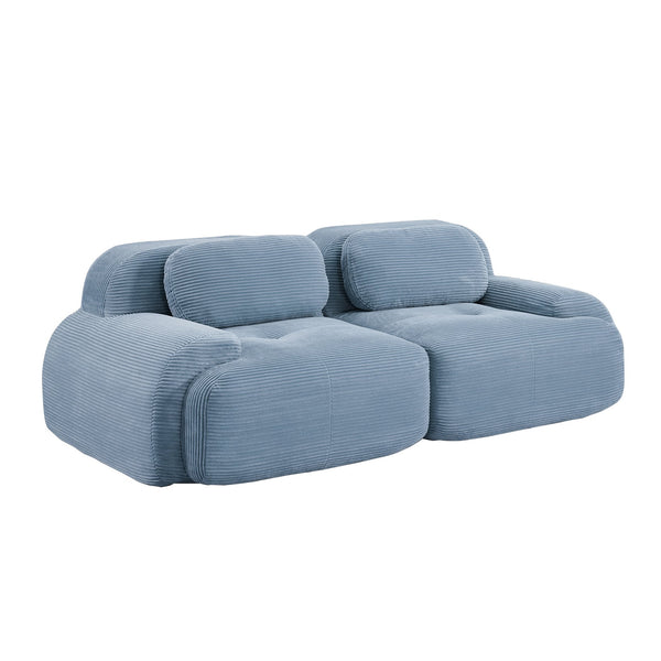 English Elm 82'' Curved Modular Sofa Corduroy Upholstered Two Seat Living Room Lounge Blue W714P323639