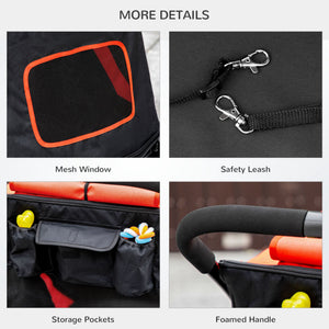 English Elm PawHut One-Click Foldable Dog Stroller for Medium & Large Dogs, Shock Absorbent Ride, Mesh Windows, Red W2225P173806
