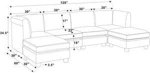 English Elm Faux Leather Modular Sectional Sofa Flexible Pu Upholstered Living Room Seating Dark Gray B2748S00182