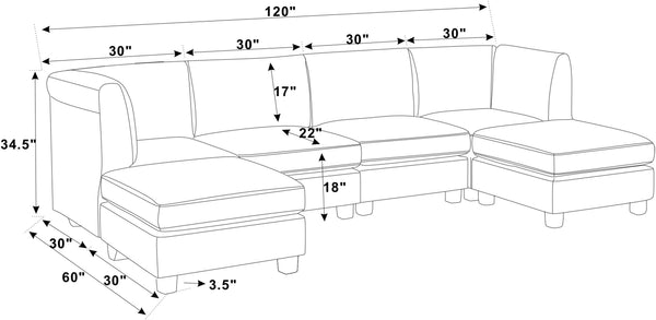 English Elm Faux Leather Modular Sectional Sofa Flexible Pu Upholstered Living Room Seating Dark Gray B2748S00182