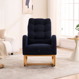English Elm LY-5104 Plush High-Back Rocking Chair with Footrest & Storage Pocket, Ergonomic Foam Cushion for Nursery Blue W2231P292993