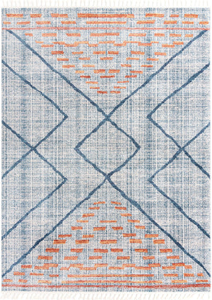 Unique Loom Aramis Kavi Machine Made Tribal Rug Blue, Ivory/Terracotta/Light Blue 9' 0" x 12' 0"