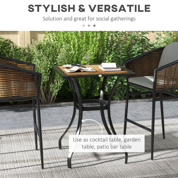 English Elm Outsunny 28" Faux Wood Outdoor Dining Table – Compact, Durable, Weather-Resistant Garden Furniture W2225P174476-GIGA