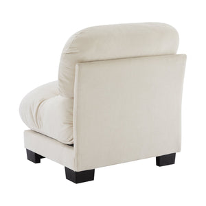 English Elm Flora Armless Chenille Sofa Pleated Back Modular Seating for Compact Living Rooms Beige W5656P454480