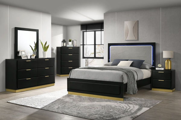 English Elm Modern Luxury two-drawer nightstand with metallic accents, rounded fronts, sturdy 44lb drawers and chic appeal Black,Gold 25.2 L x 18.11 W x 26.7 H B011P362591