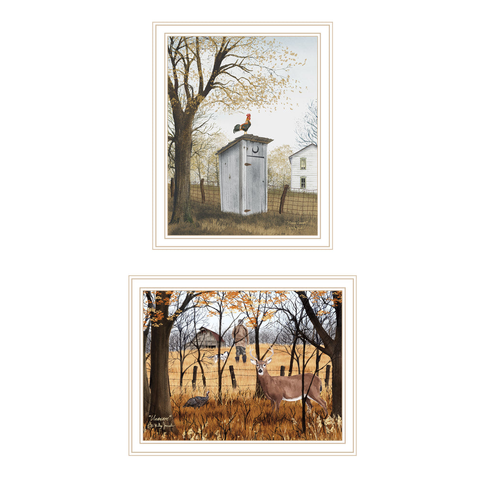 English Elm Trendy Decor 4u Billy Jacobs Two Piece Pastoral Farmhouse Wall Art White Framed Prints B067P254099