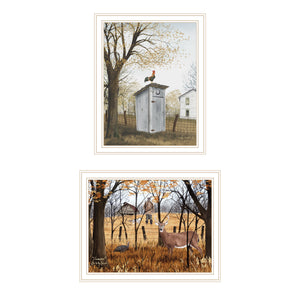 English Elm Trendy Decor 4u Billy Jacobs Two Piece Pastoral Farmhouse Wall Art White Framed Prints B067P254099