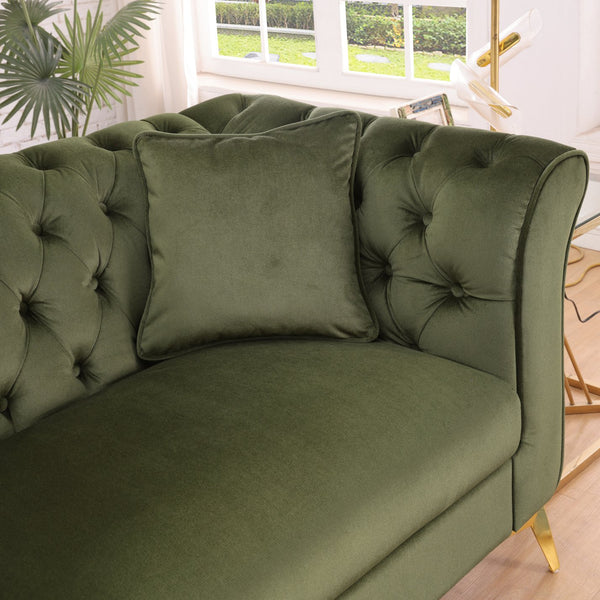 English Elm 102 Inch Linen Modular Sectional Sofa with Hidden Storage and Cloud Cushion Comfort Green W1099S00174
