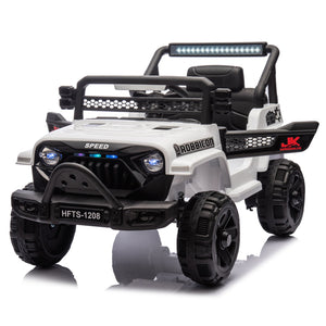 English Elm 12v Kids Electric Ride on Truck with Parental Remote Four Wheel Suspension and Led Lights White W1578P187457