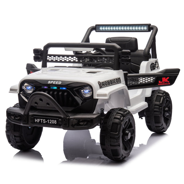 English Elm 12v Kids Electric Ride on Truck with Parental Remote Four Wheel Suspension and Led Lights White W1578P187457