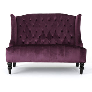 English Elm Christopher Knight Home® - LOVESEAT wingback velvet button-tufted diamond stitch loveseat with plush comfort and durable sheen Raisin 61186.00NVLT