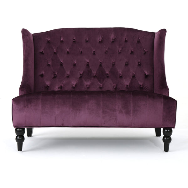 English Elm Christopher Knight Home® - LOVESEAT wingback velvet button-tufted diamond stitch loveseat with plush comfort and durable sheen Raisin 61186.00NVLT