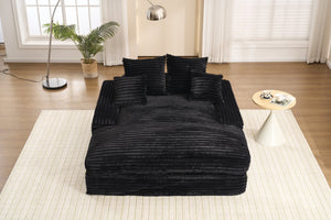 English Elm 028dr-oversized Corduroy Chaise Lounge Sleeper Chair Xxl Seat for Studio Living Black W527S00007