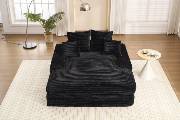 English Elm 028dr-oversized Corduroy Chaise Lounge Sleeper Chair Xxl Seat for Studio Living Black W527S00007
