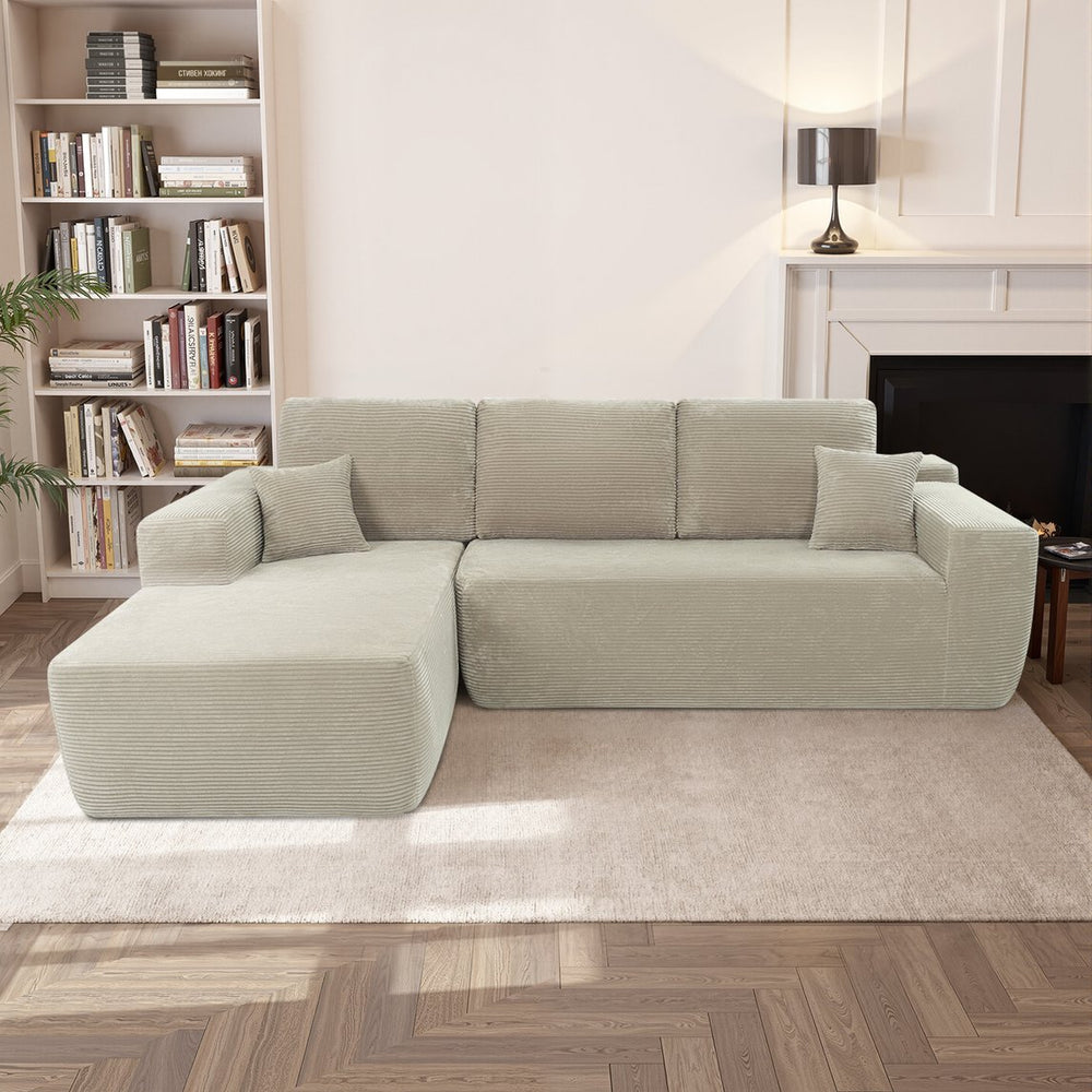 English Elm Cloud Sectional Sofa With L-Shape Chaise - Cozy Corduroy Couch For Living Room & Bedroom Comfort W3975S00009