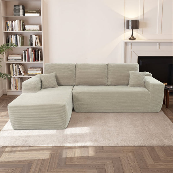 English Elm Cloud Sectional Sofa With L-Shape Chaise - Cozy Corduroy Couch For Living Room & Bedroom Comfort W3975S00009