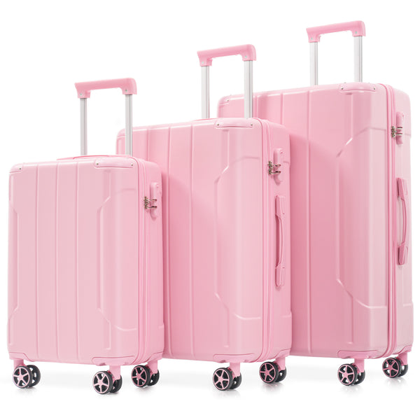 English Elm Luggage Set 3 Piece Abs Hard Shell Expandable Suitcase with Tsa Lock Spinner Wheels Pink N730P296584P