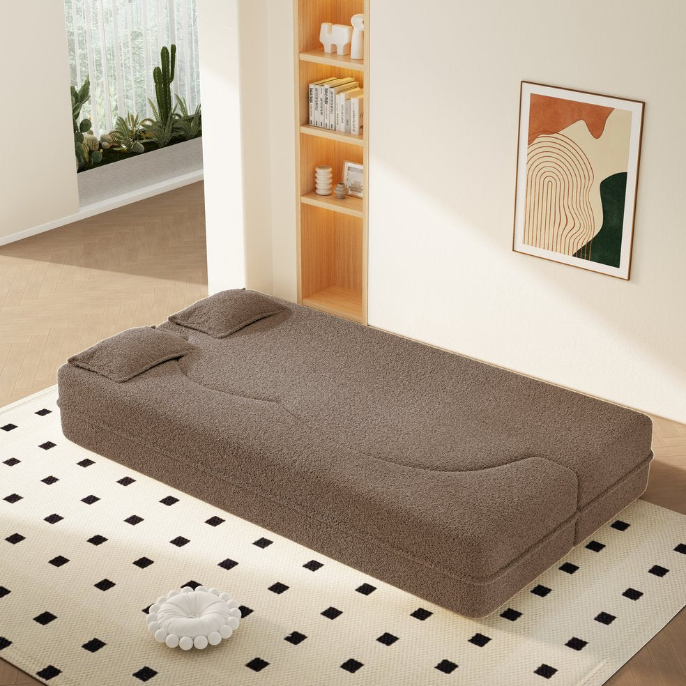 English Elm Modern Corduroy Floor Sofa Foldable Twin Sleeper Foam Filled for Dorms and Playrooms Brown W1885P446605