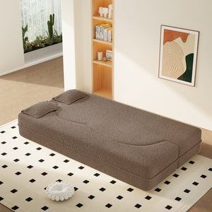 English Elm Modern Corduroy Floor Sofa Foldable Twin Sleeper Foam Filled for Dorms and Playrooms Brown W1885P446605