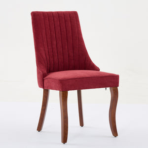 English Elm Rayon High-Back Dining Chair Set with Plush Flocking Upholstery, Rebound Sponge Comfort, Solid Wood Legs WINE RED W1143P233647