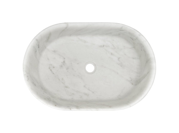 English Elm White Natural Marble Vessel Sink - Semi-Polished Elegance, Durable Design For Luxurious Bathrooms W1696P333273-GIGA