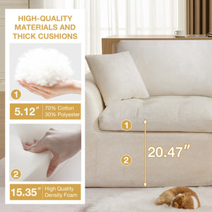 English Elm 110" Chenille Cloud Sectional Sofa Modular L-shape Deep Seat with Convertible Ottoman Beige W1521S00087