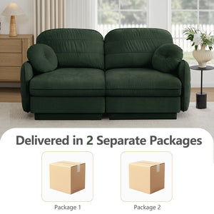 English Elm Chenille Cloud Loveseat with Quilted Back Cushions Deep Foam Seat Modern Living Room Sofa Green W714S01765
