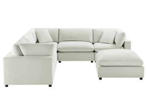 English Elm Caylie Modular 6-Piece Sectional In Ivory - Versatile Comfort, Family-Friendly, Plush Seating Solution B050S00030