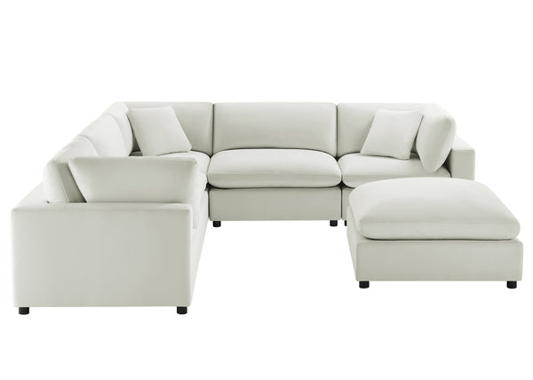 English Elm Caylie Modular 6-Piece Sectional In Ivory - Versatile Comfort, Family-Friendly, Plush Seating Solution B050S00030