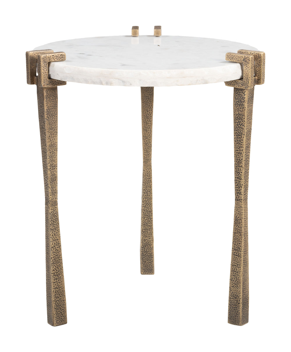 Zuo Modern Rench Side Table In White - Elegant Marble & Iron Design For Modern Living Rooms & Stylish Décor White Natural Marble,Iron 110592-zuo-modern