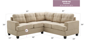English Elm Sandridge G511B-SC Sectional White Micro Suede Convertible Chaise Removable Backs Durable Frame B078S00530