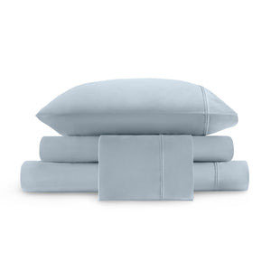 English Elm 4-Piece King Sateen Sheet Set In Serene Blue - Luxurious Egyptian Cotton, Deep Pocket For Ultimate Comfort B035P381321