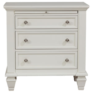 English Elm Cortina Queen Bedroom Set Carved Panel Hardwood Frame Cream Finish Nickel Hardware B062S00781
