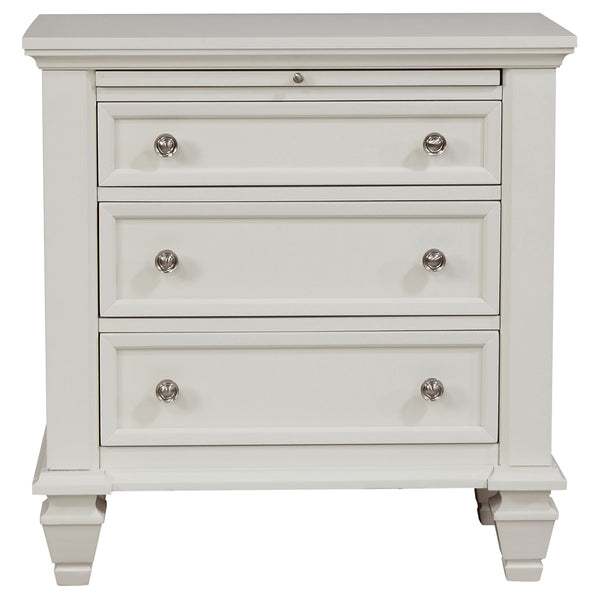 English Elm Cortina Queen Bedroom Set Carved Panel Hardwood Frame Cream Finish Nickel Hardware B062S00781