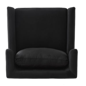English Elm Modern Velvet Accent Chair Curved Arms Plush Cushion Upholstered Seat for Living Room Black N763P360686B
