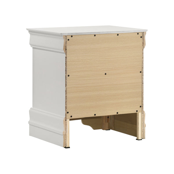 English Elm 2-drawer Nightstand White Lacquer Finish Bracket Feet Molded Trim Bedroom Storage B016P453459